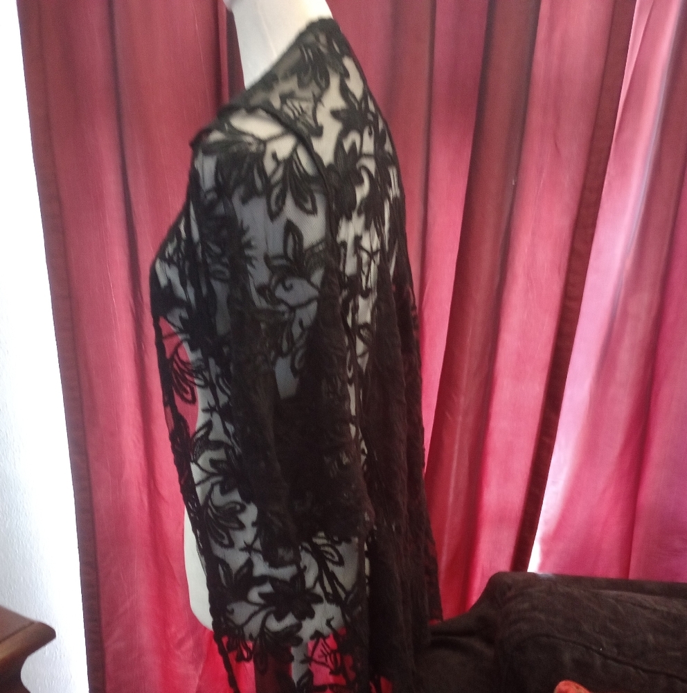 Black Floral Lace Jacket  Size Small